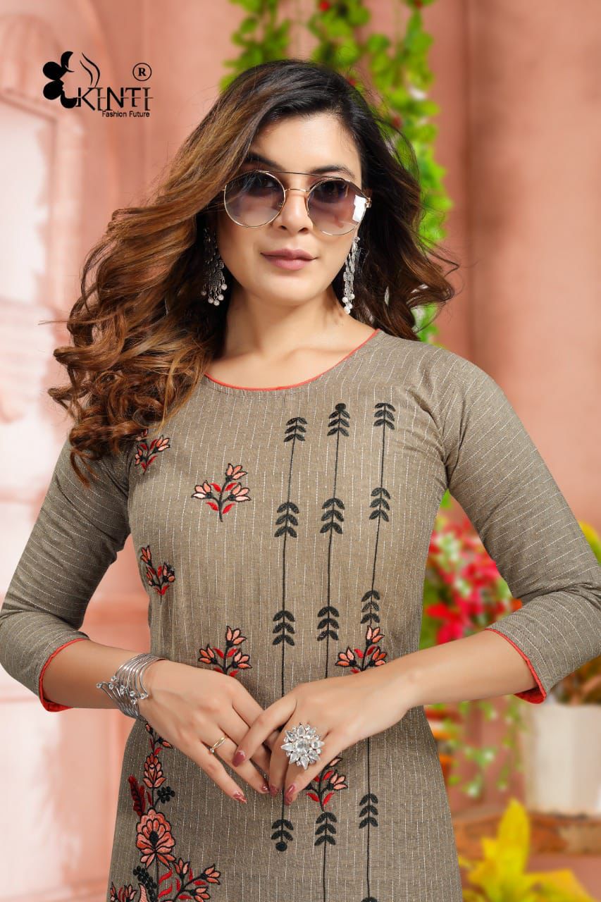 Kinti Mitto Latest Ethnic Wear Cotton Embroidery Work  Kurti Collection